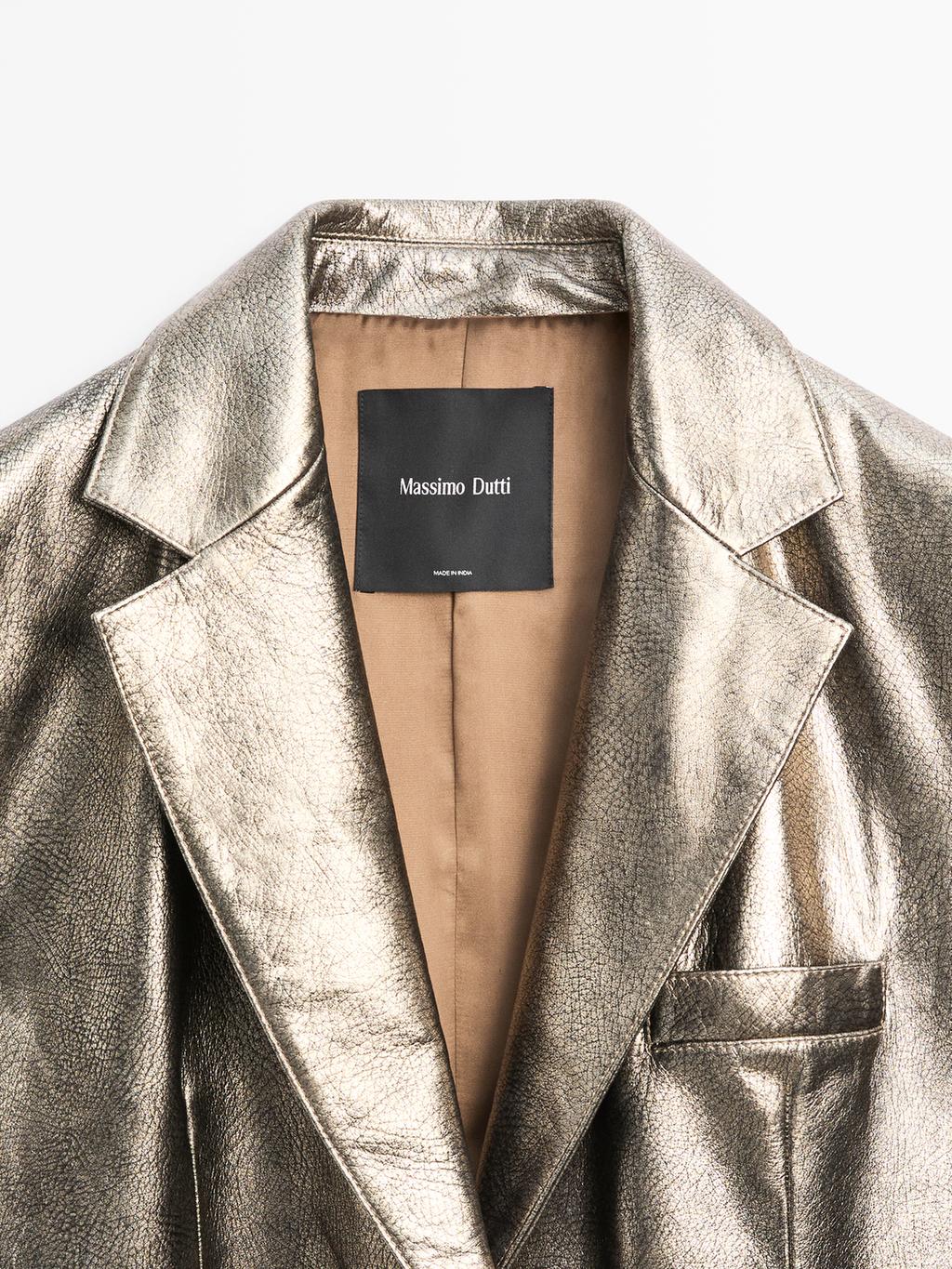 Metallic nappa leather blazer