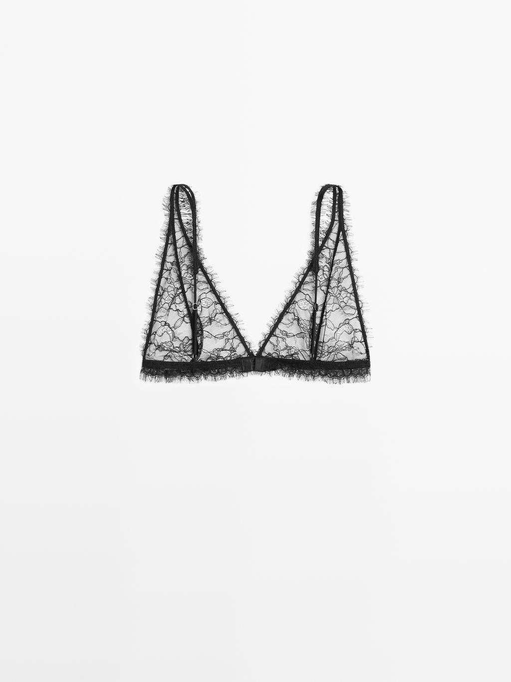 Lace bralette with frayed detail
