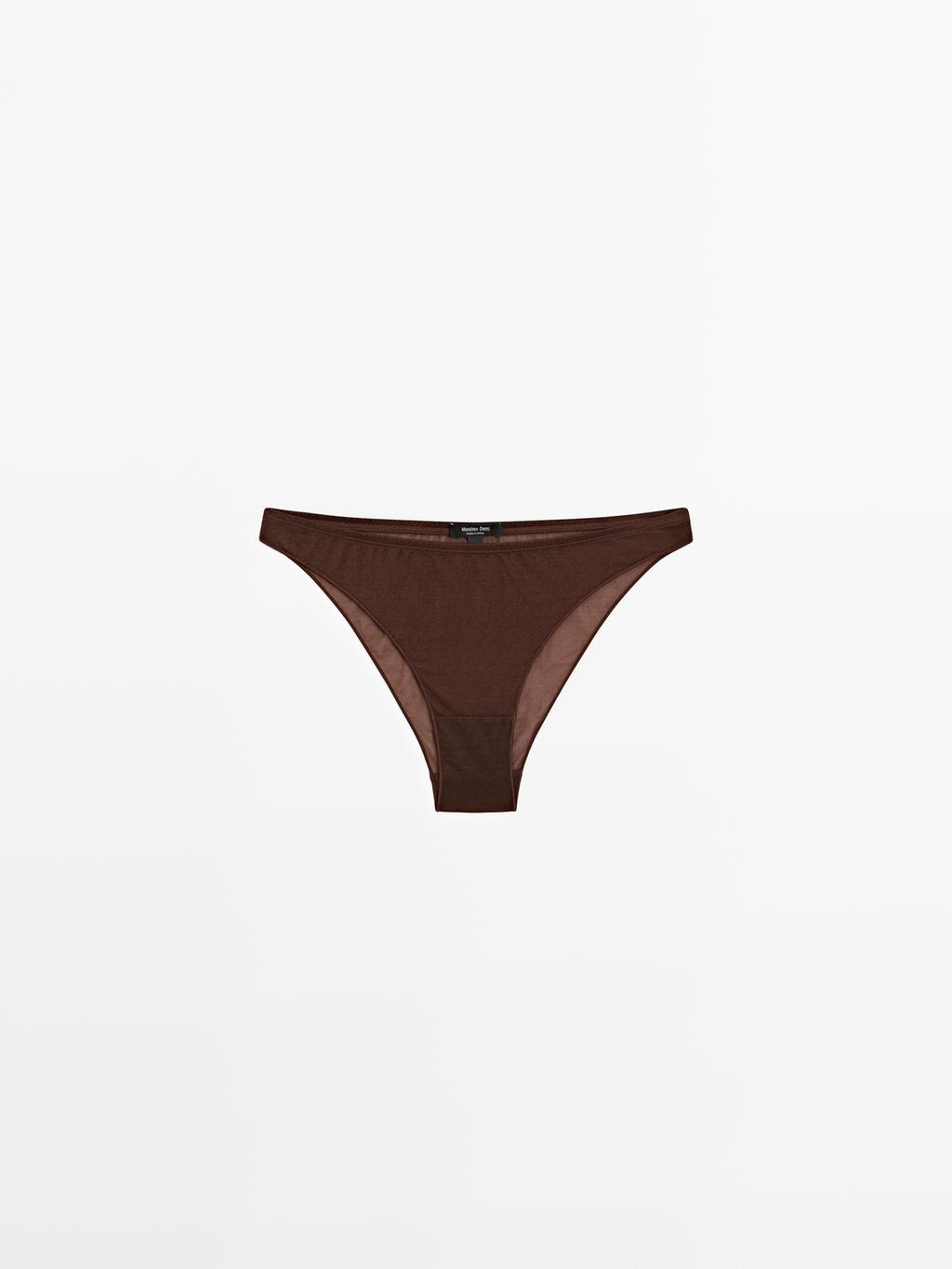 Semi-sheer briefs with metallic detail