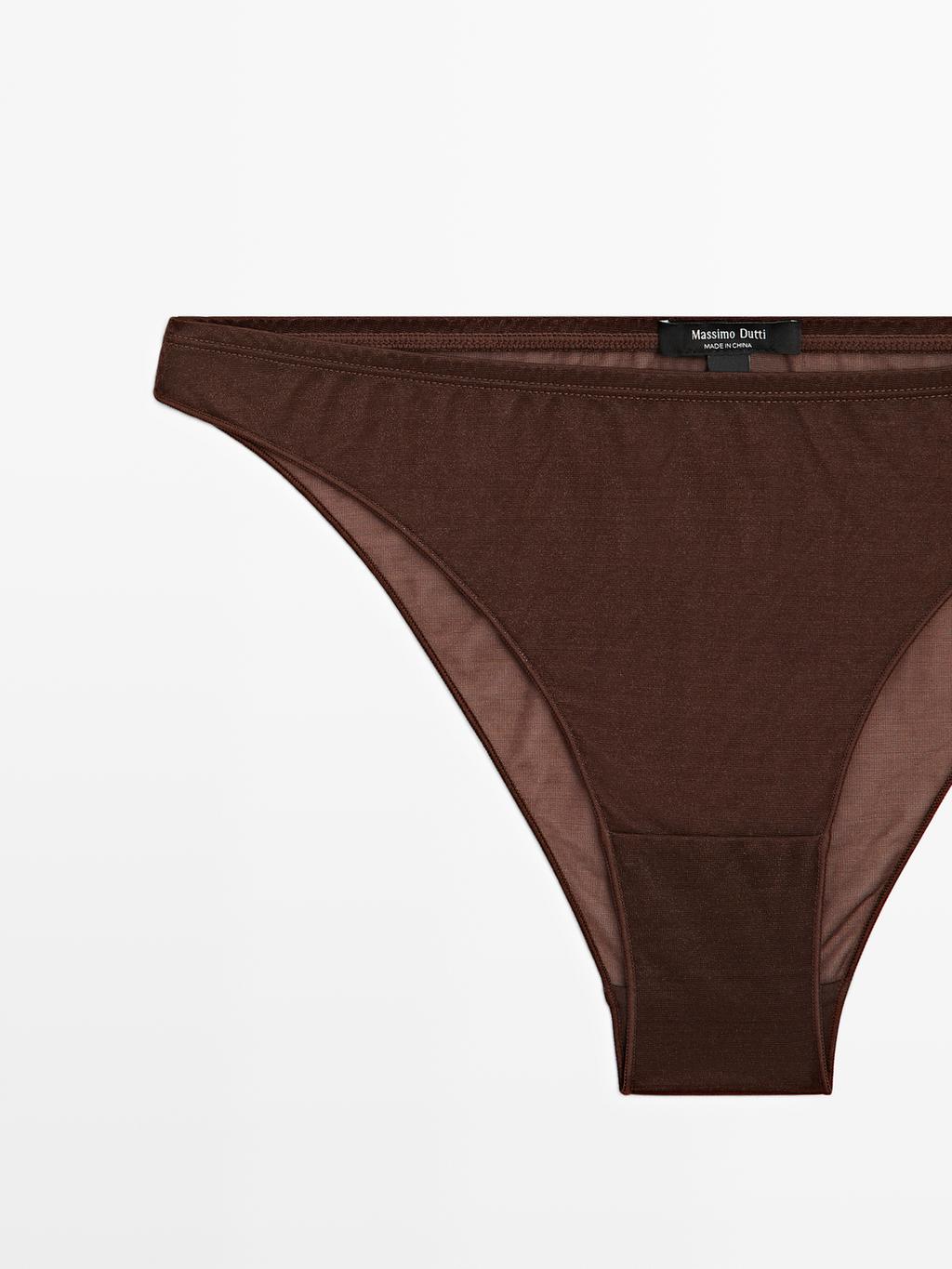 Semi-sheer briefs with metallic detail