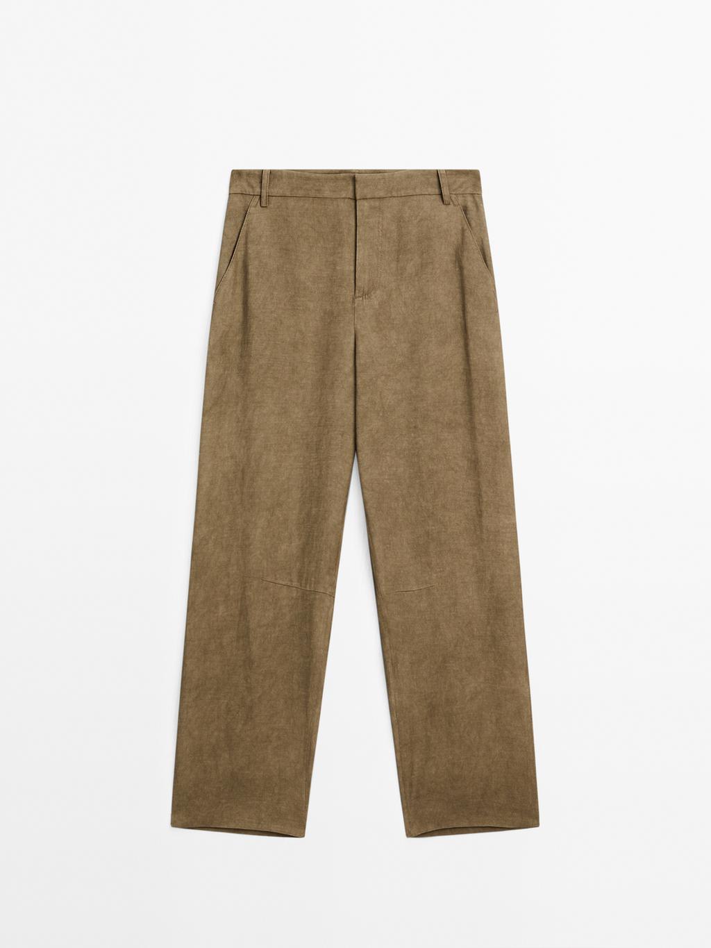 Flowing high-waist barrel fit trousers