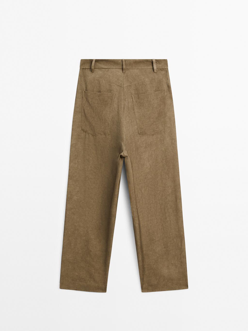 Flowing high-waist barrel fit trousers