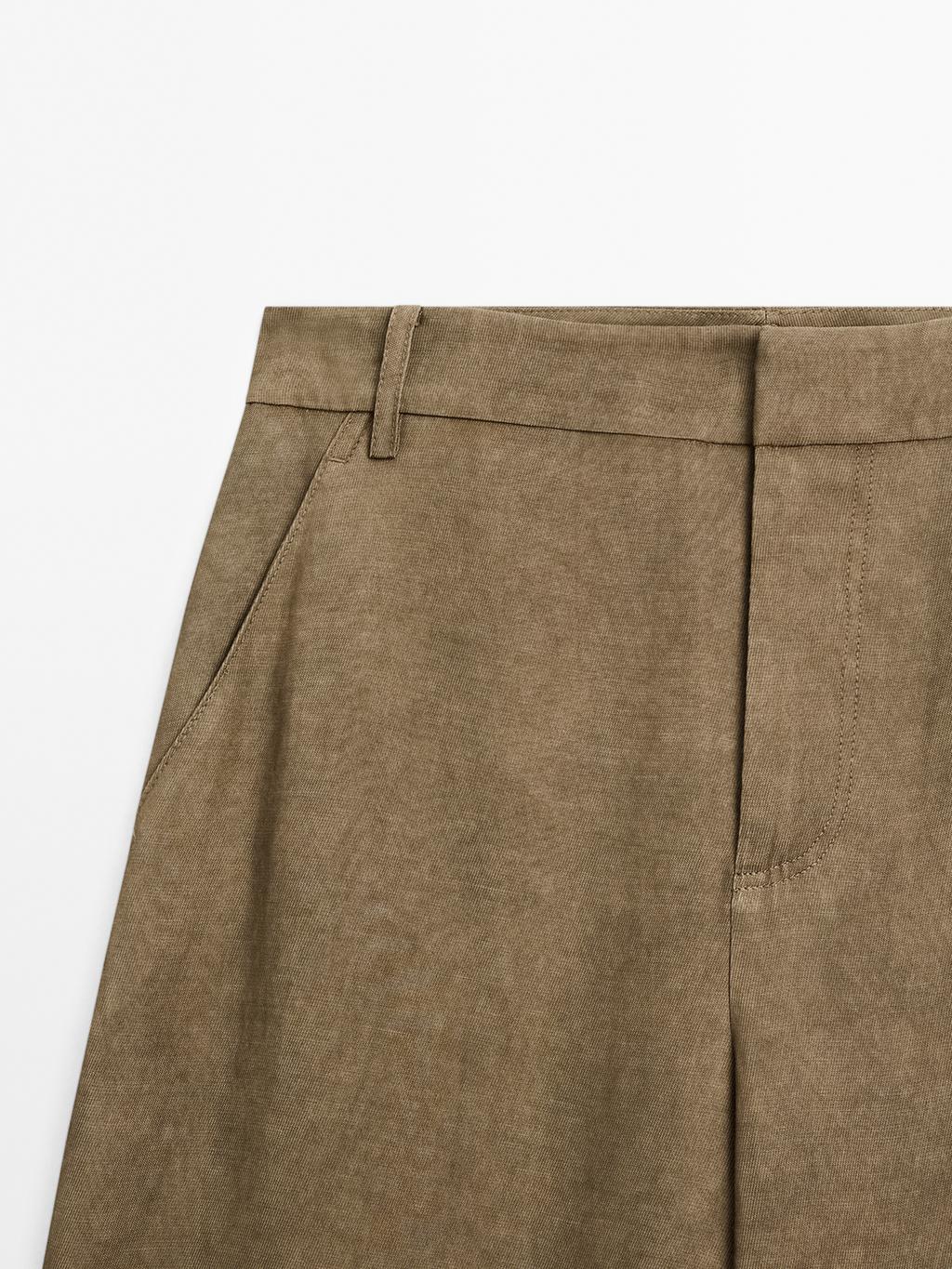 Flowing high-waist barrel fit trousers