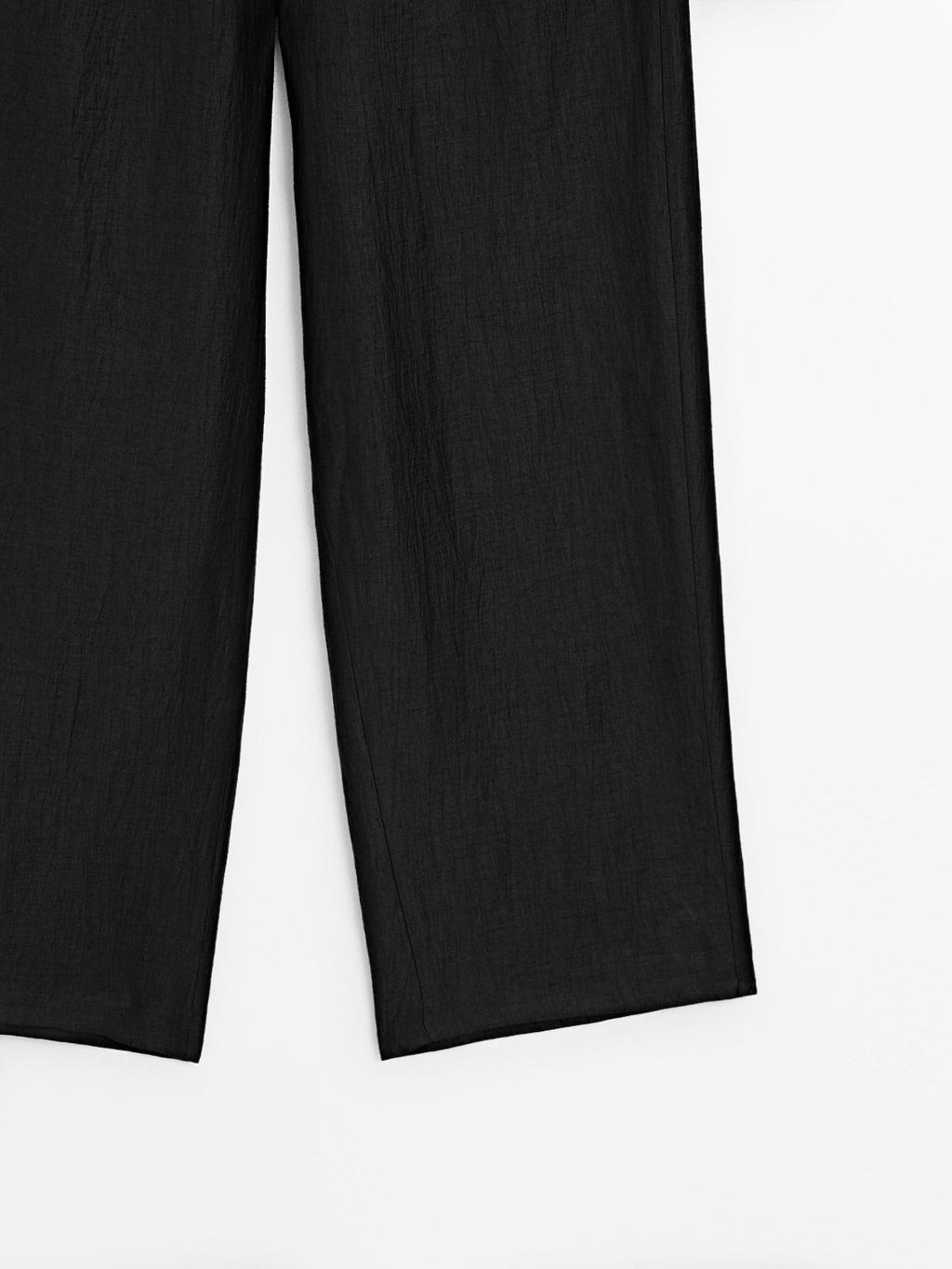 Linen blend palazzo trousers with darts