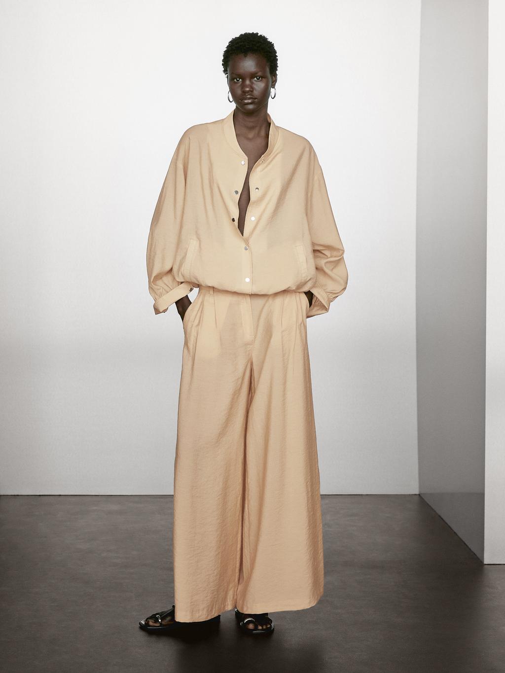 Darted palazzo trousers