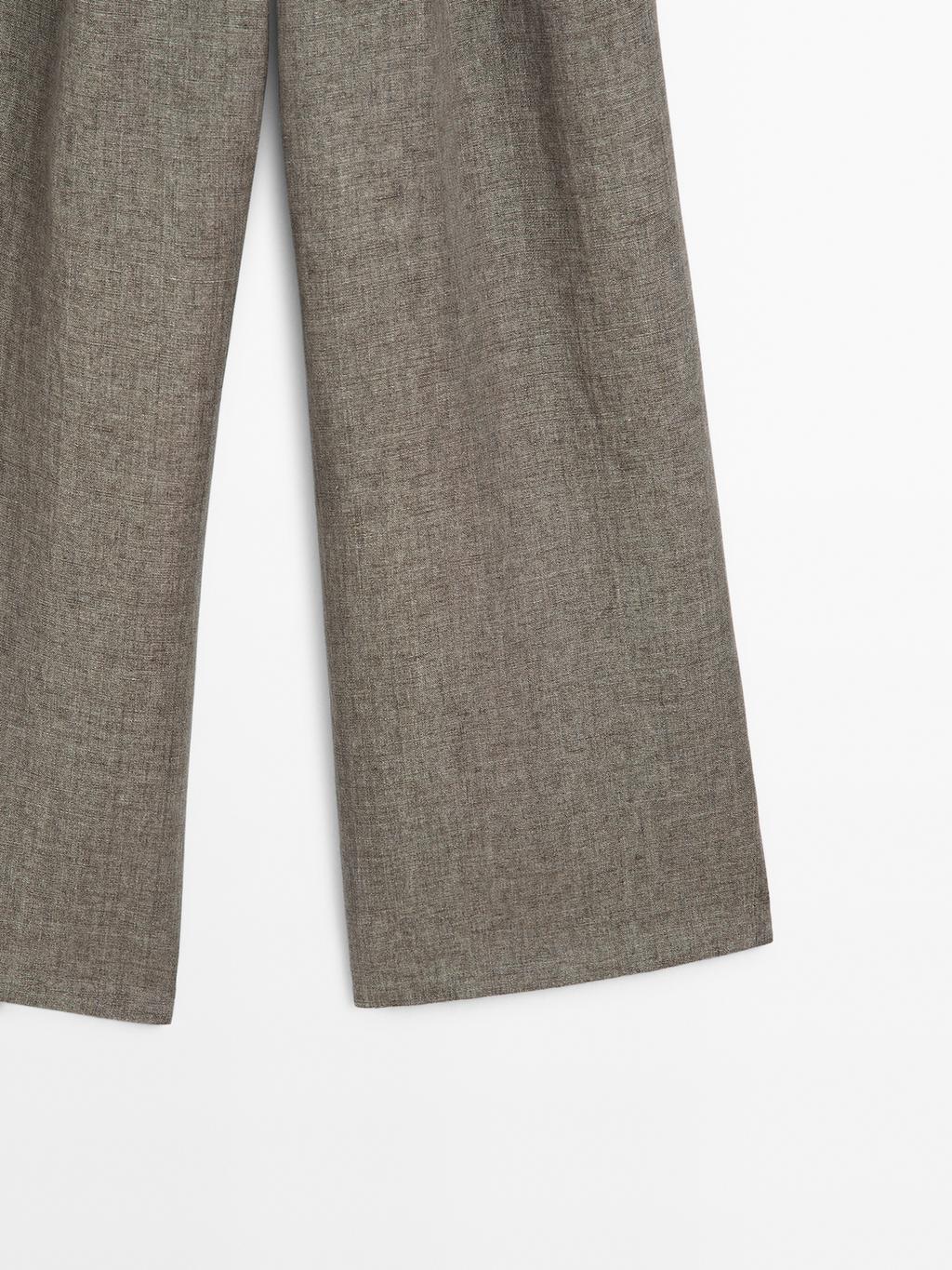 100% linen trousers with double darts