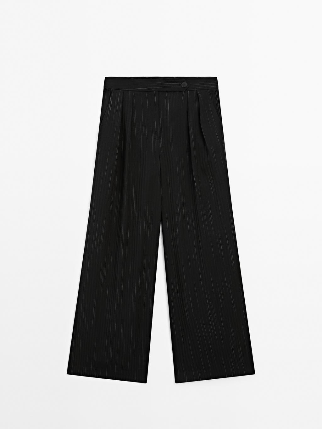 Darted trousers with stripe print detail