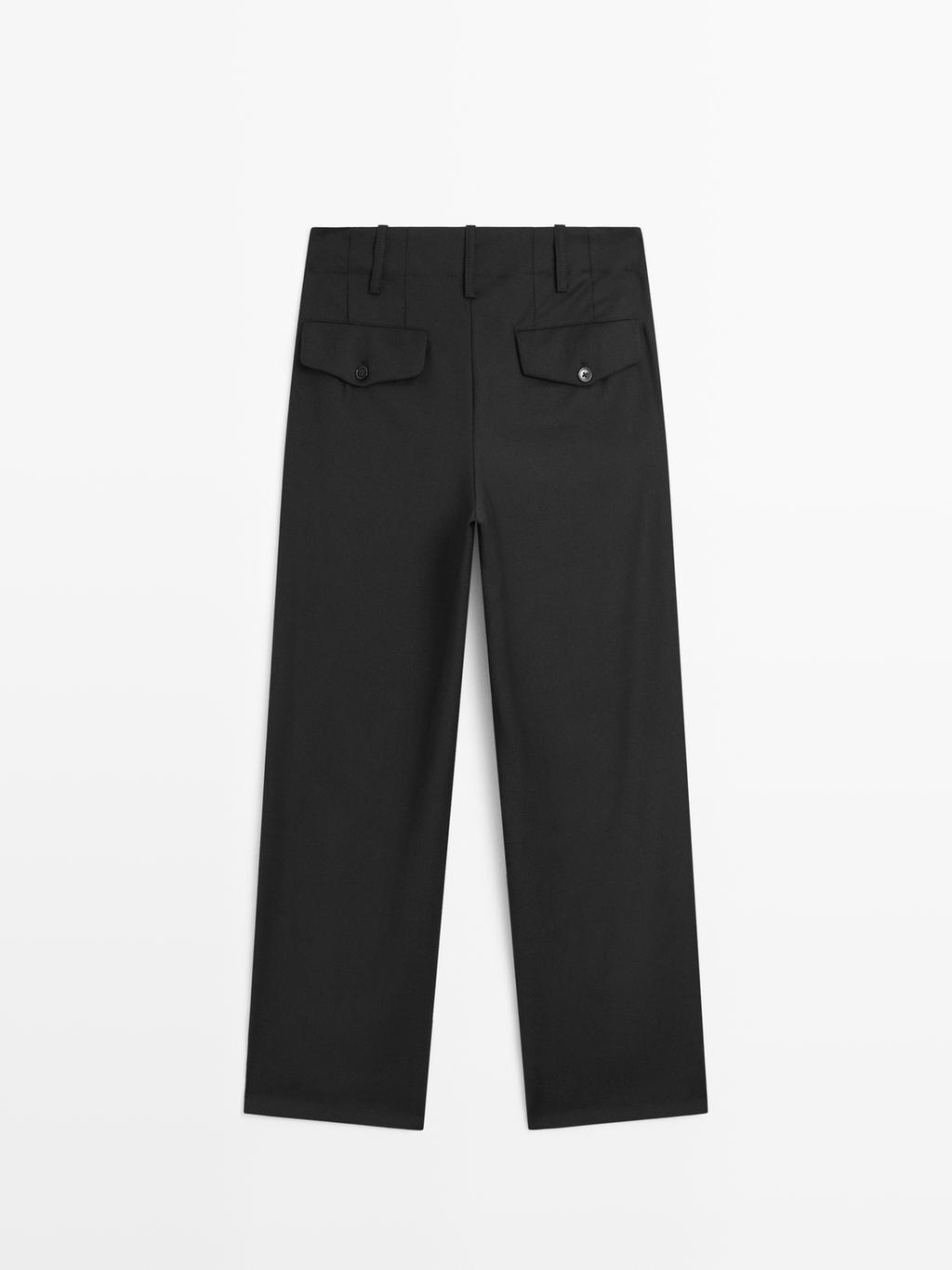 100% wool boyfriend fit trousers