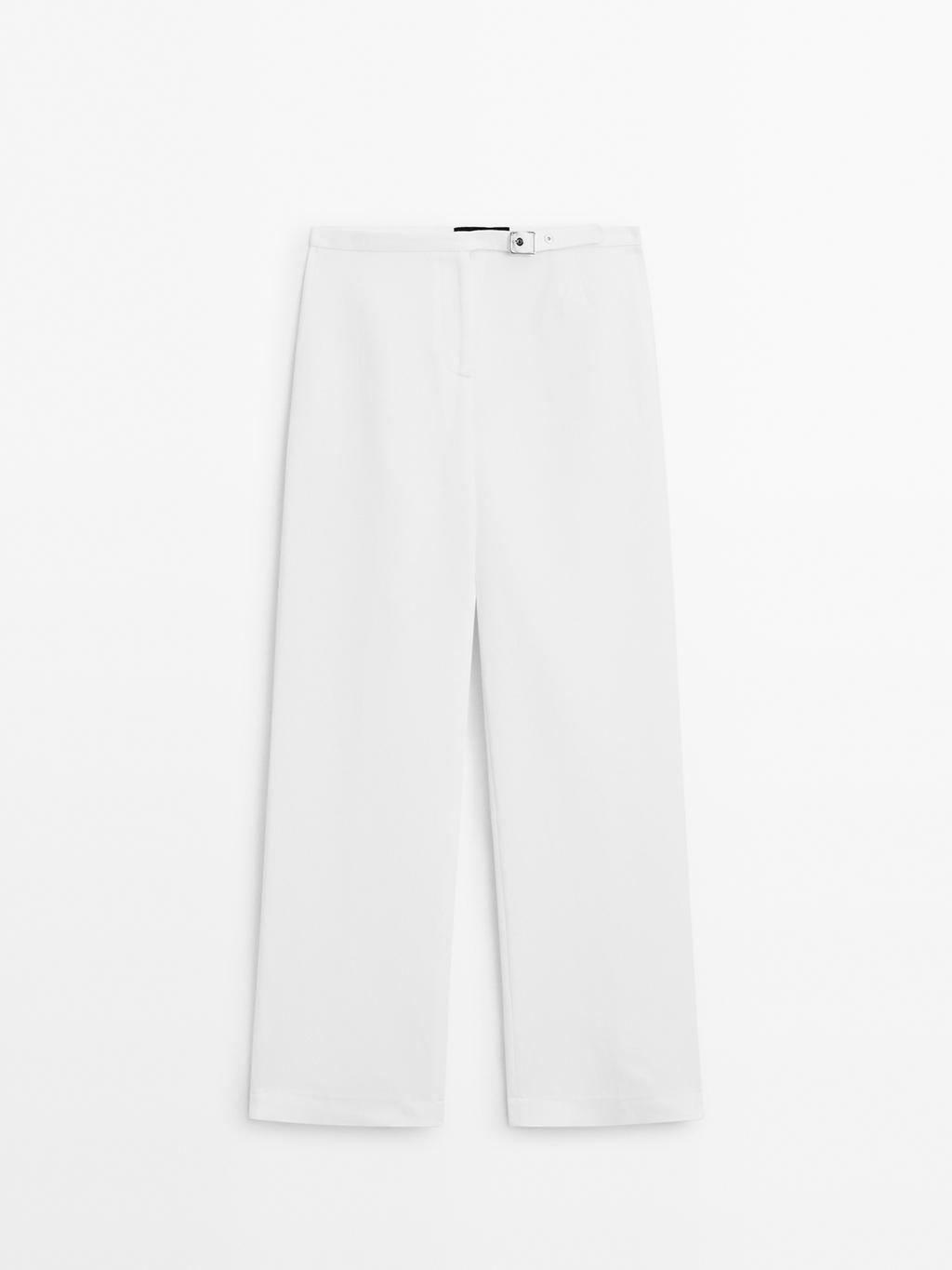 Straight-fit trousers with buckle detail