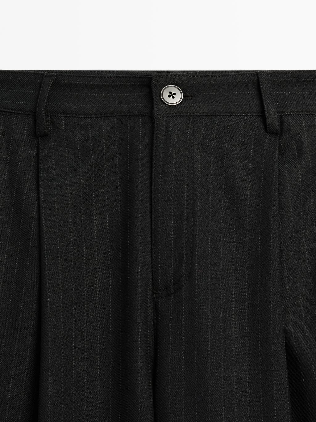 Mid-rise wide-leg pinstripe trousers