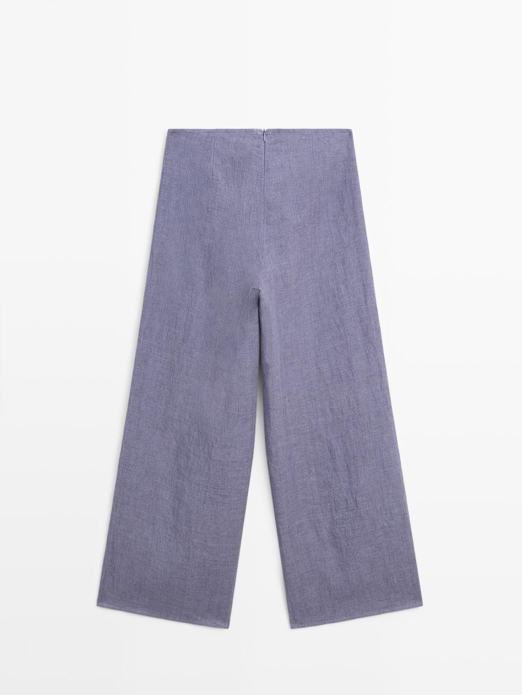 100% linen high-waist trousers