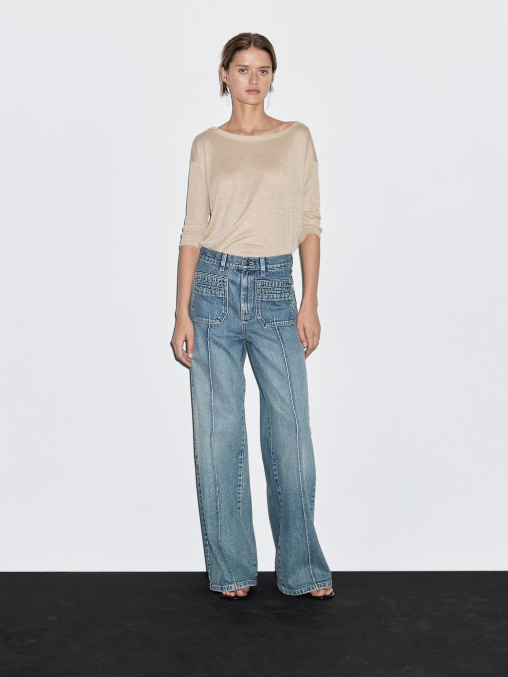Mid-rise wide-leg jeans