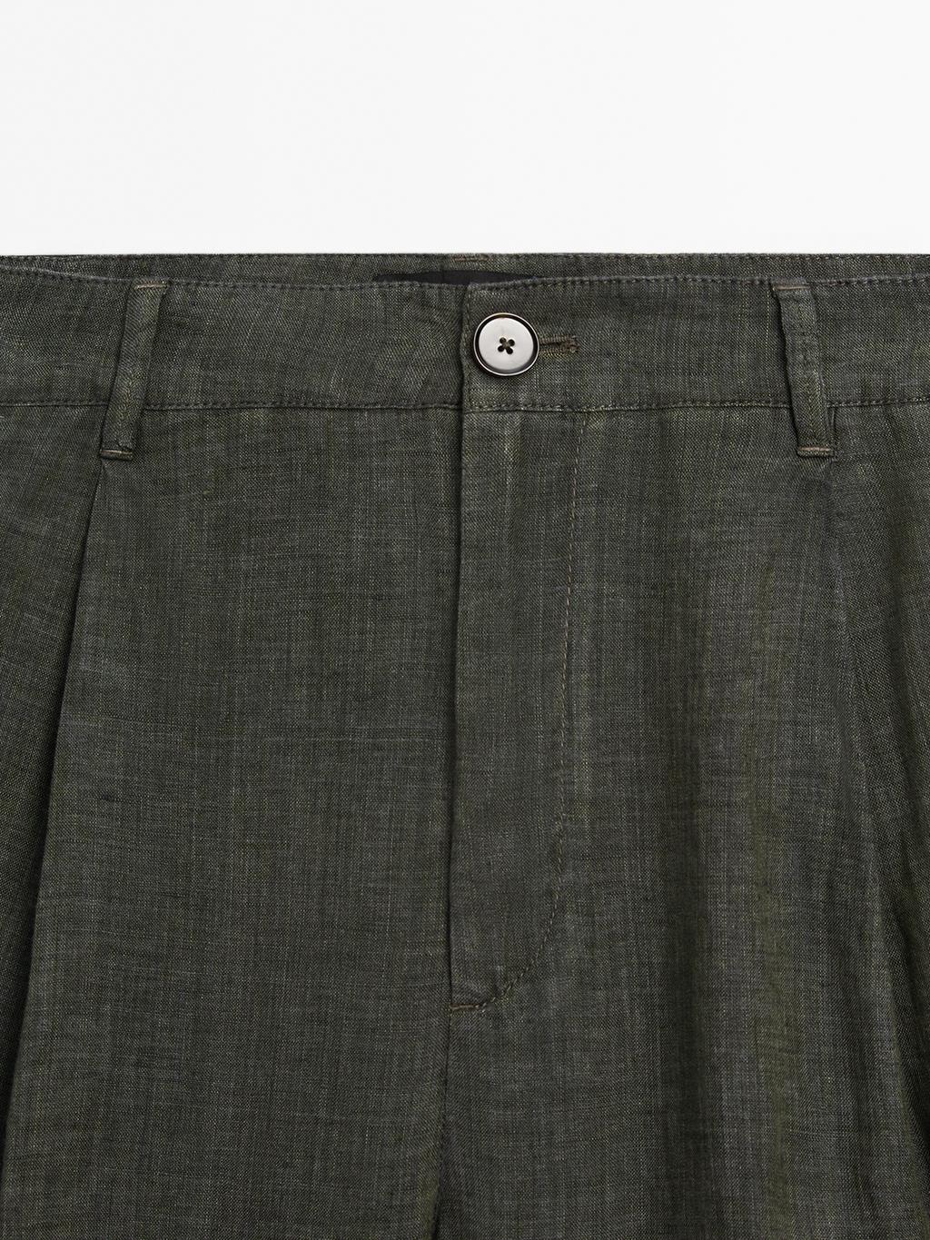 100% linen wide-leg trousers
