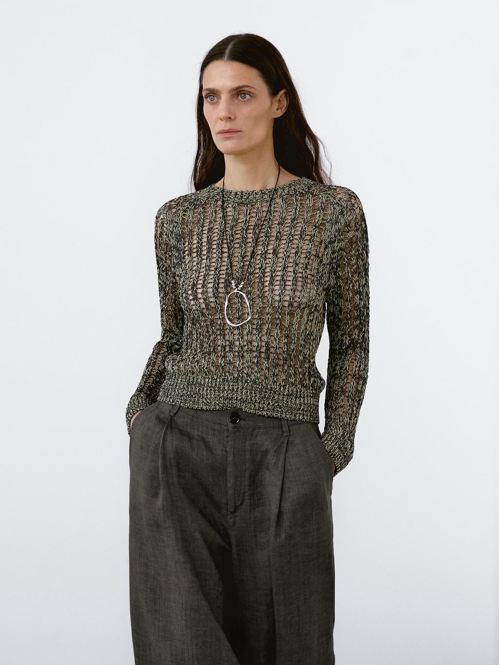 100% linen wide-leg trousers