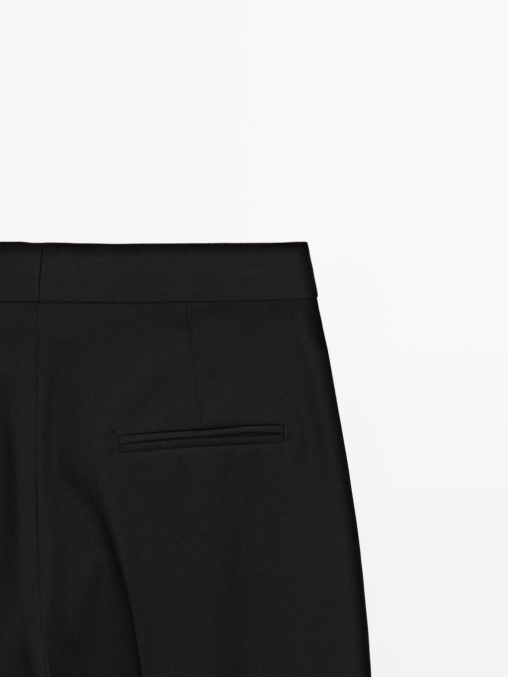100% wool wide-leg trousers with dart - LIMITED