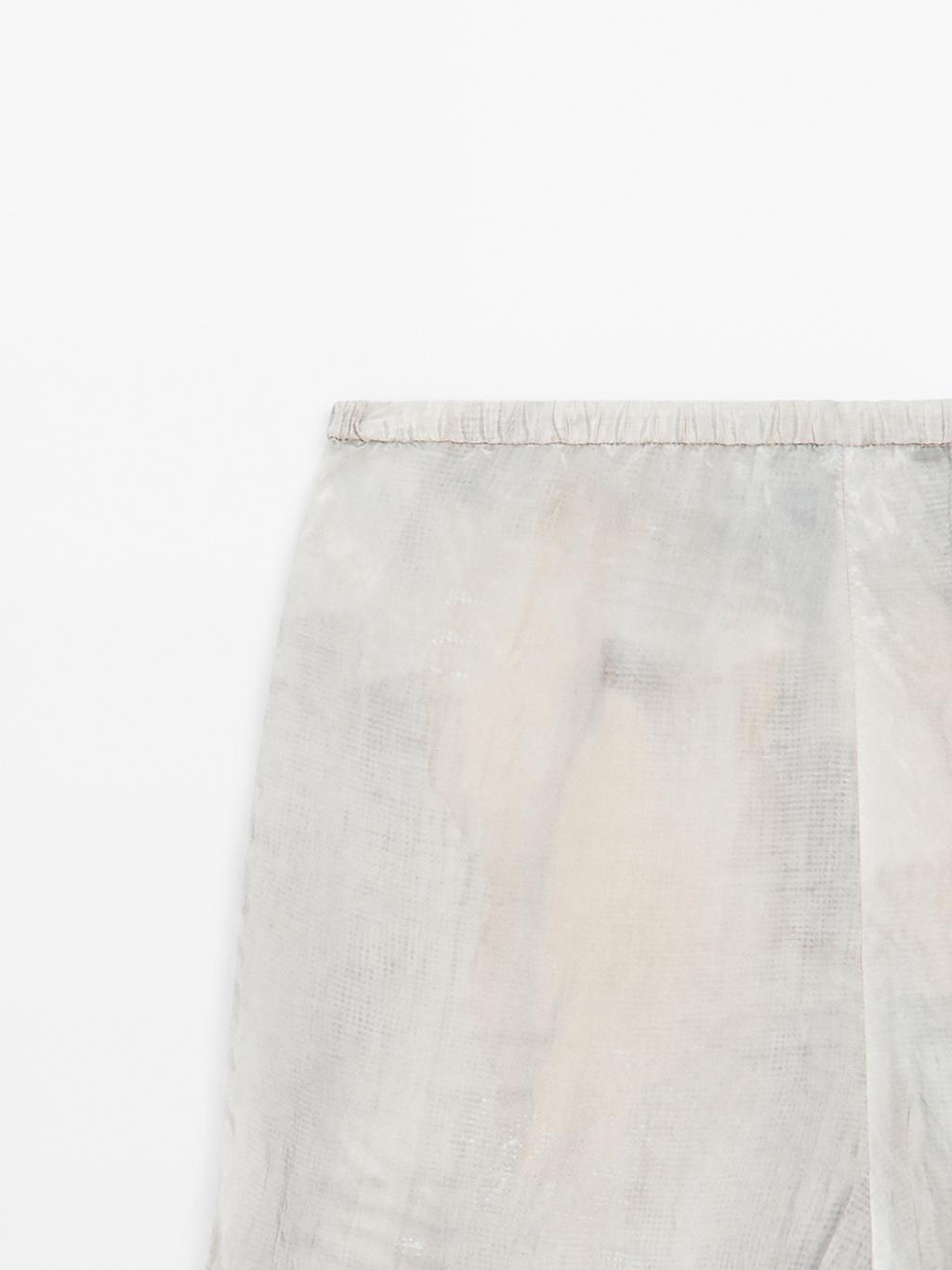 Flowing straight-leg print trousers