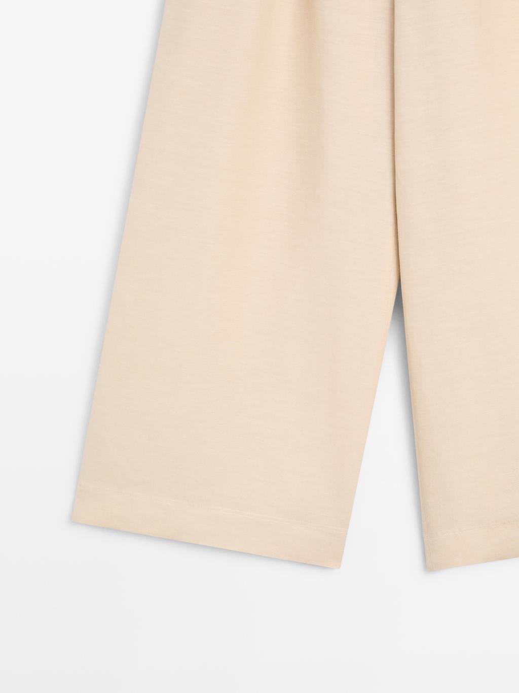 Linen blend darted wide-leg trousers