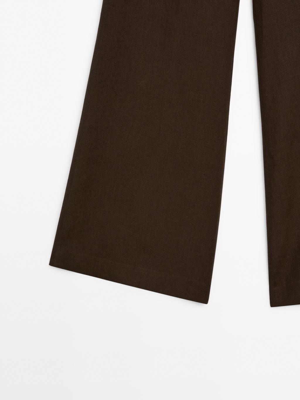 High-waist wide-leg linen trousers