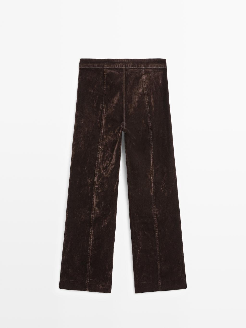 Flare fit high-waist flocked jeans