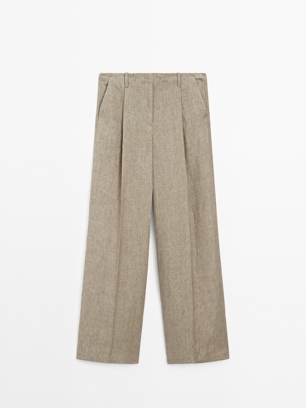 Linen blend darted trousers