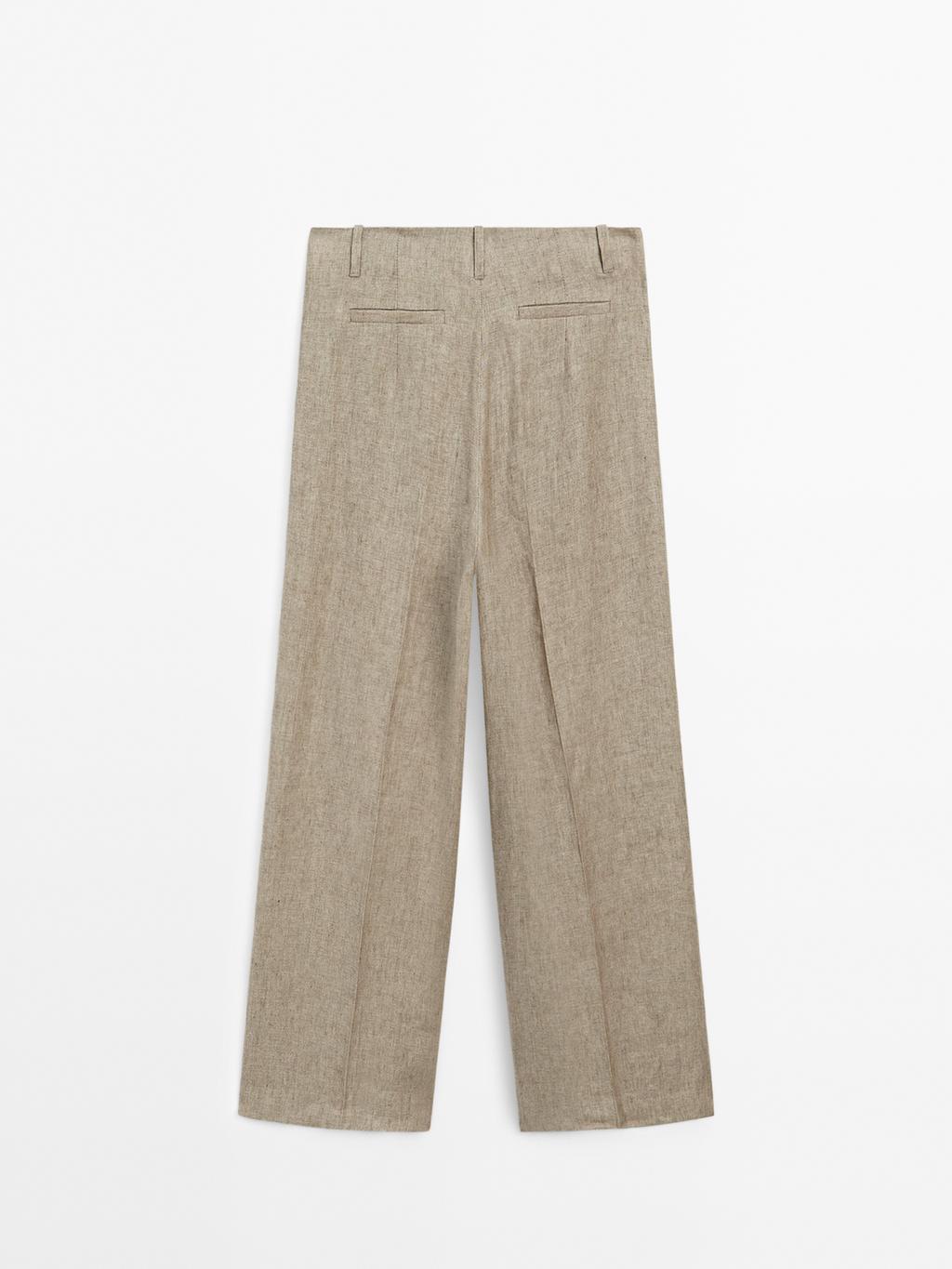 Linen blend darted trousers