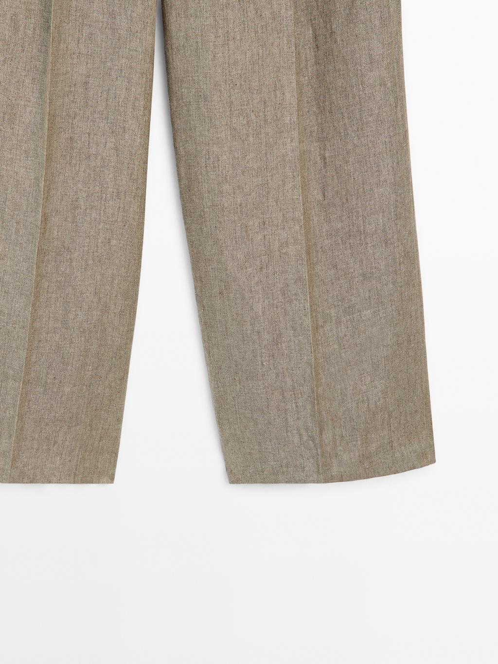 Linen blend darted trousers