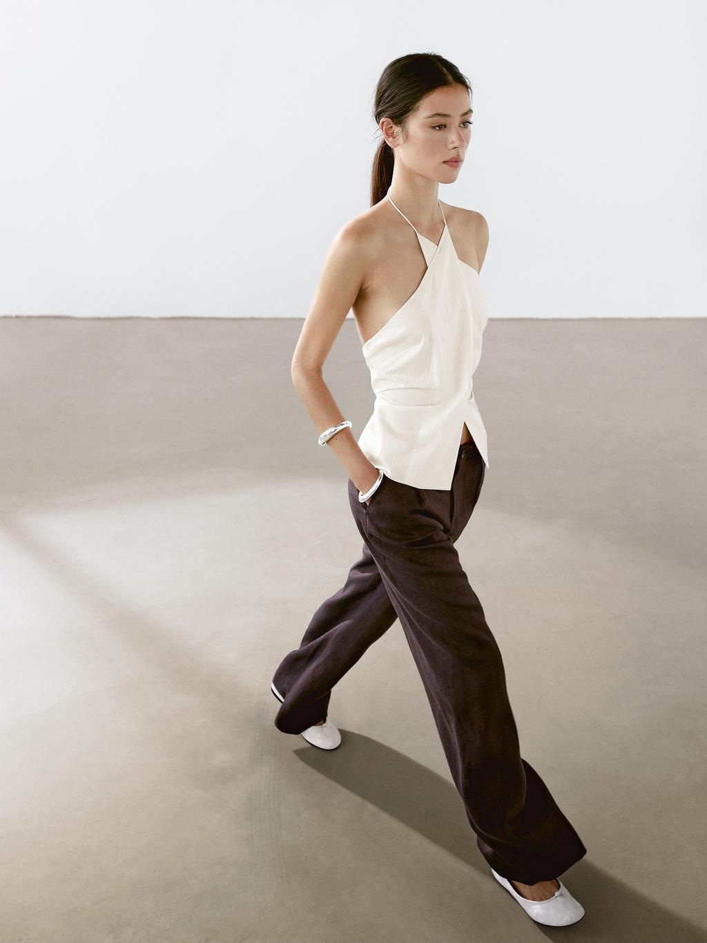 100% linen relaxed fit trousers