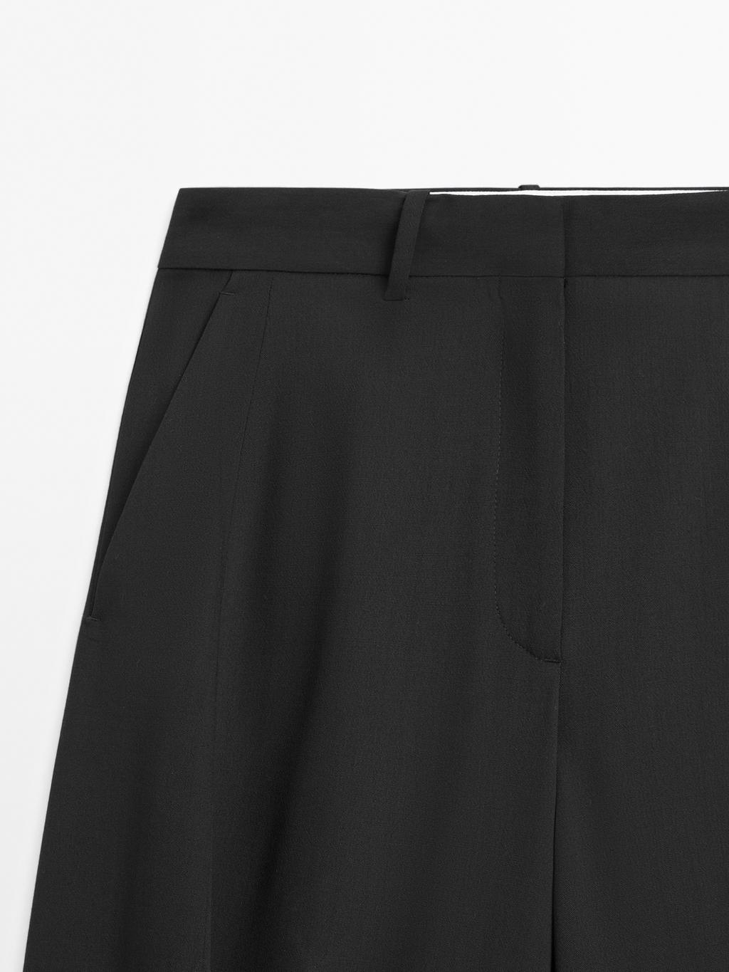 Wool blend wide-leg trousers