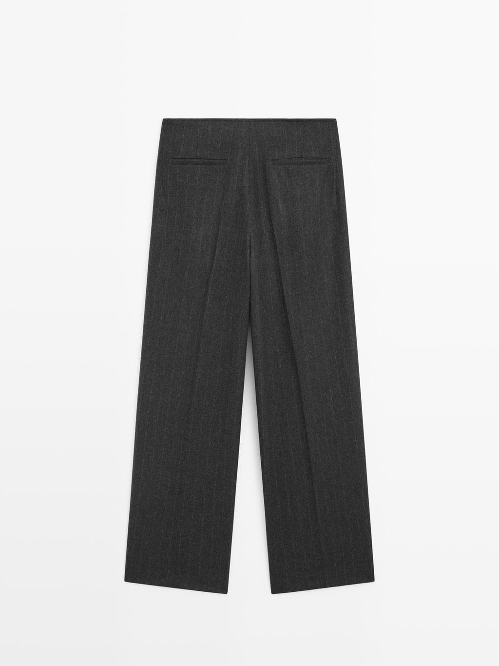 Striped wool blend trousers