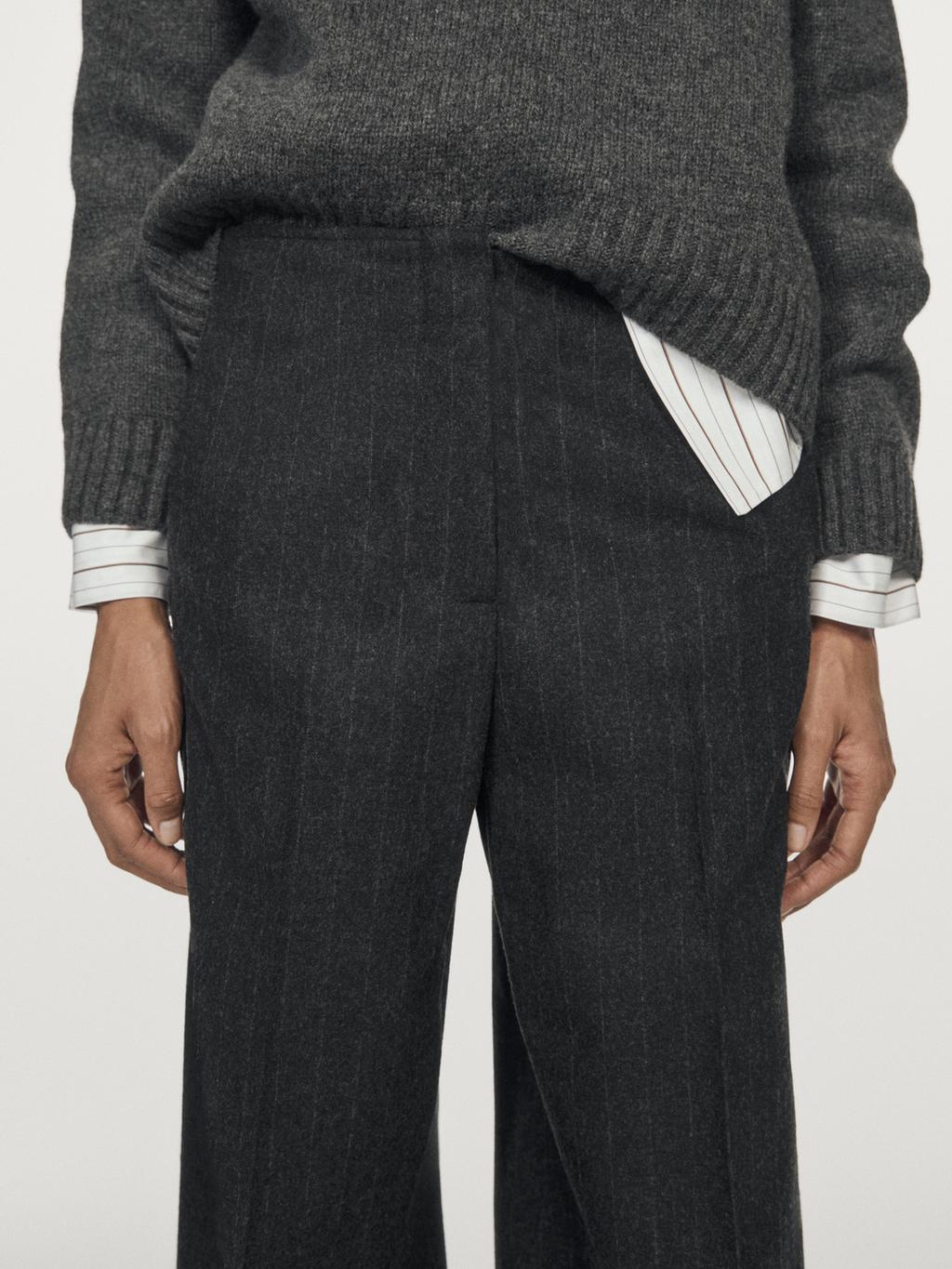 Striped wool blend trousers