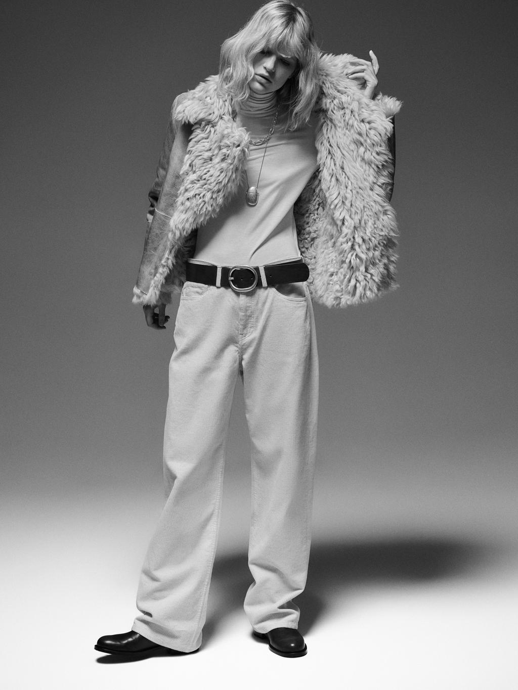 High-waist straight-leg corduroy trousers