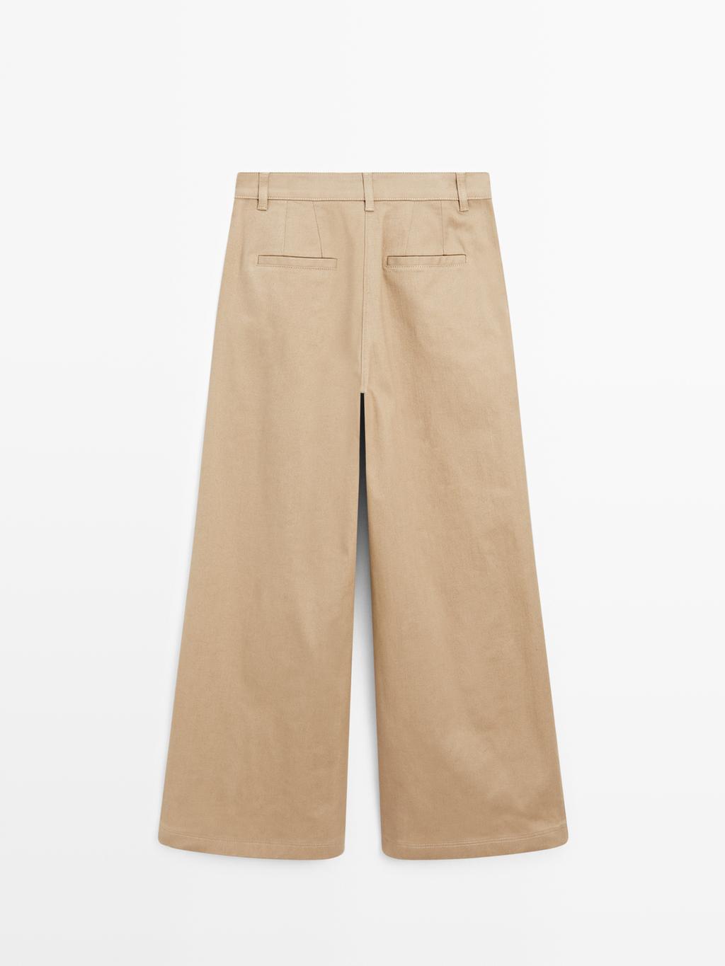 Wide-leg darted trousers