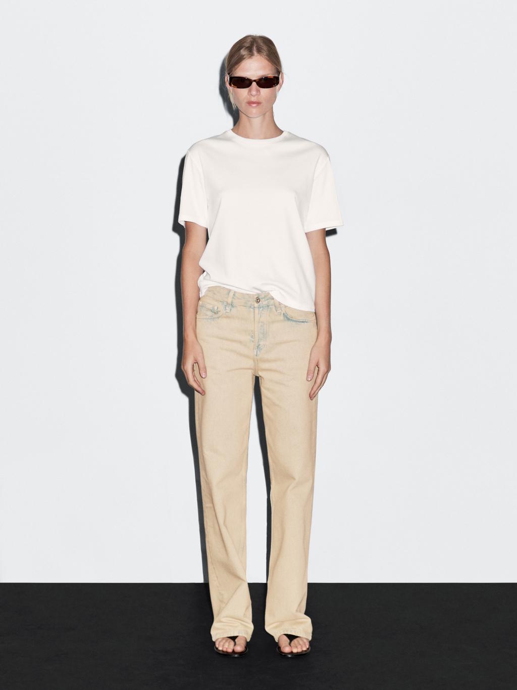 Mid-rise wide-leg cotton jeans