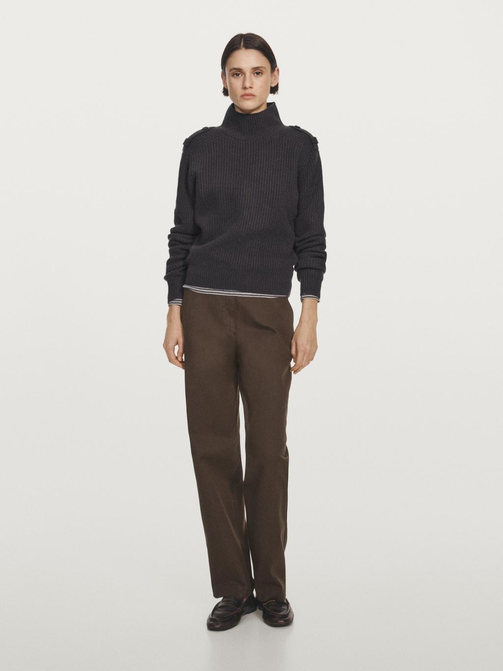 Straight-leg cotton blend trousers
