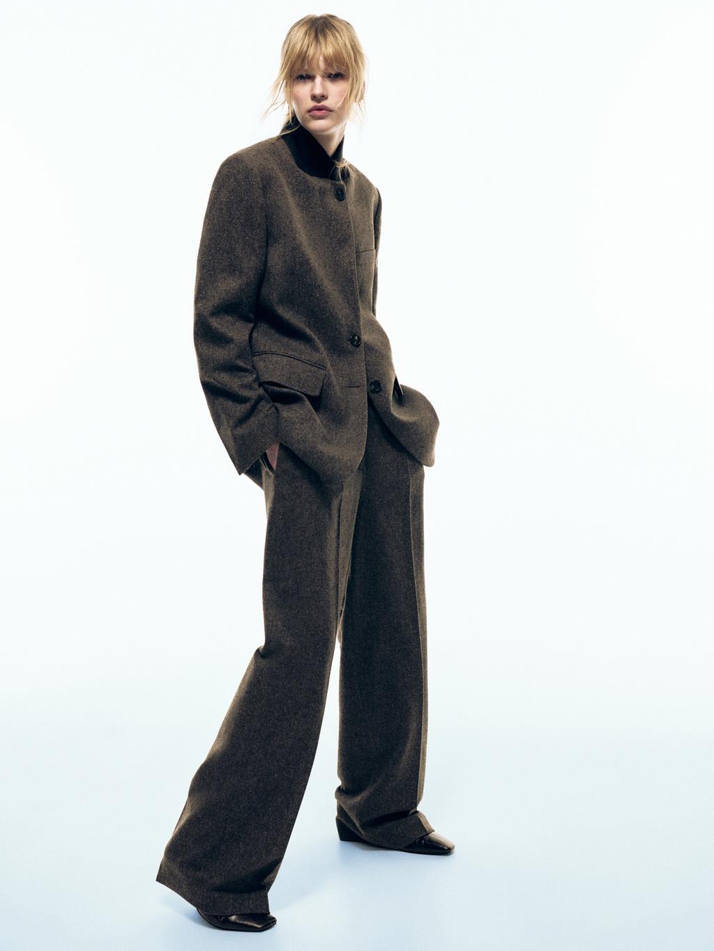 Knickerbocker yarn effect suit trousers