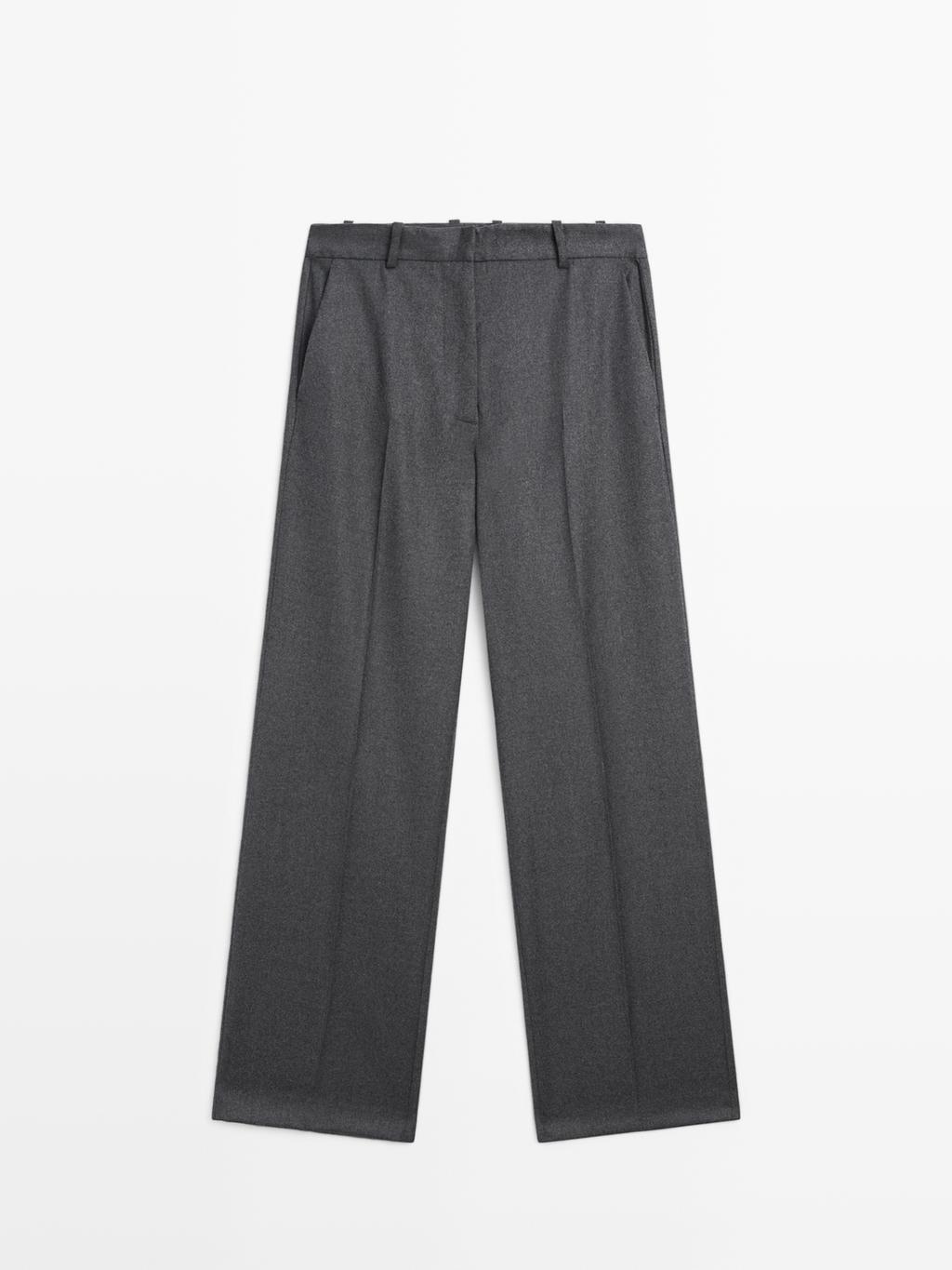 100% wool flannel suit trousers