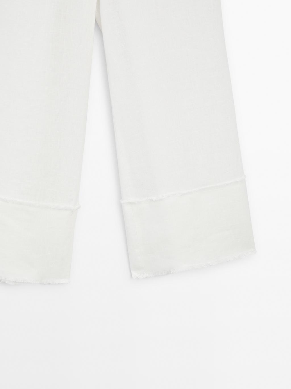 100% linen trousers with frayed detail