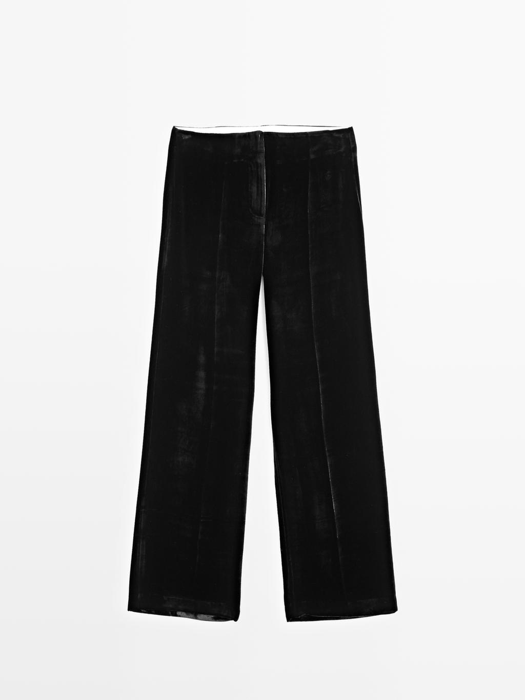 Wide-leg velvet trousers