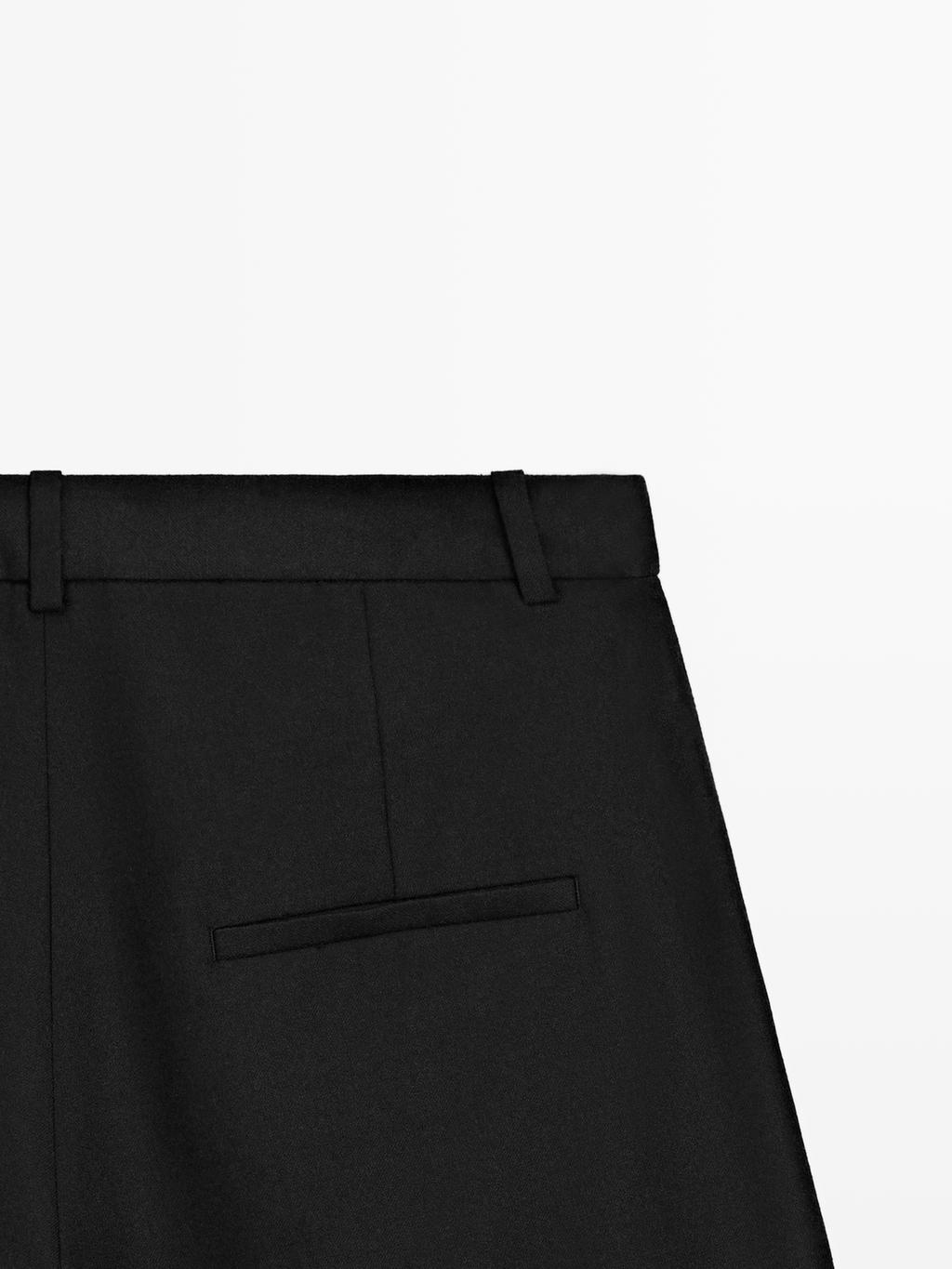 Long flannel Bermuda shorts with darts