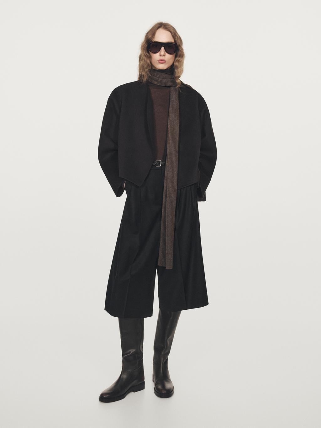 Long flannel Bermuda shorts with darts