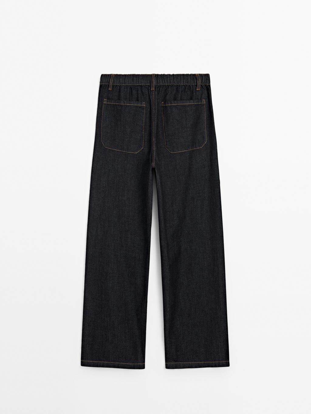 100% cotton mid-rise wide-leg jeans