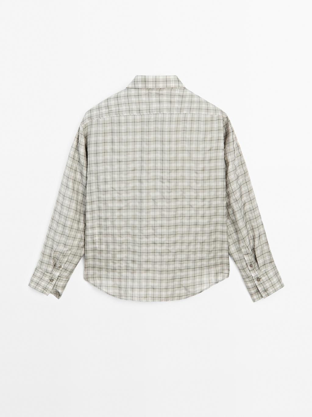 Flowing 100% cupro check shirt