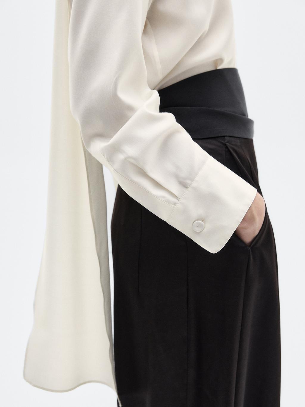 Silk blend blouse with tie detail - LIMITED