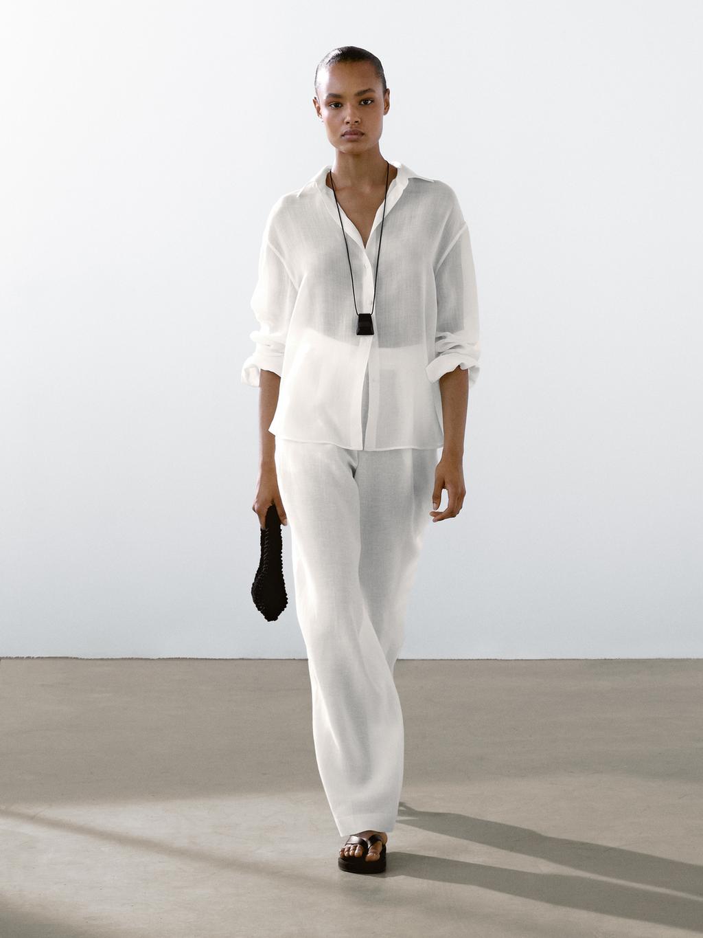 Flowing ramie blend shirt