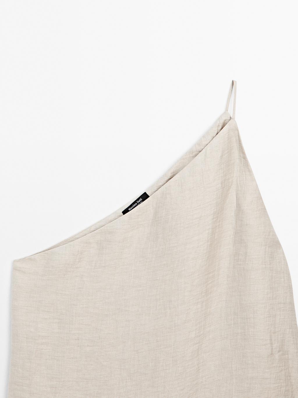 Lightweight asymmetric linen blend top