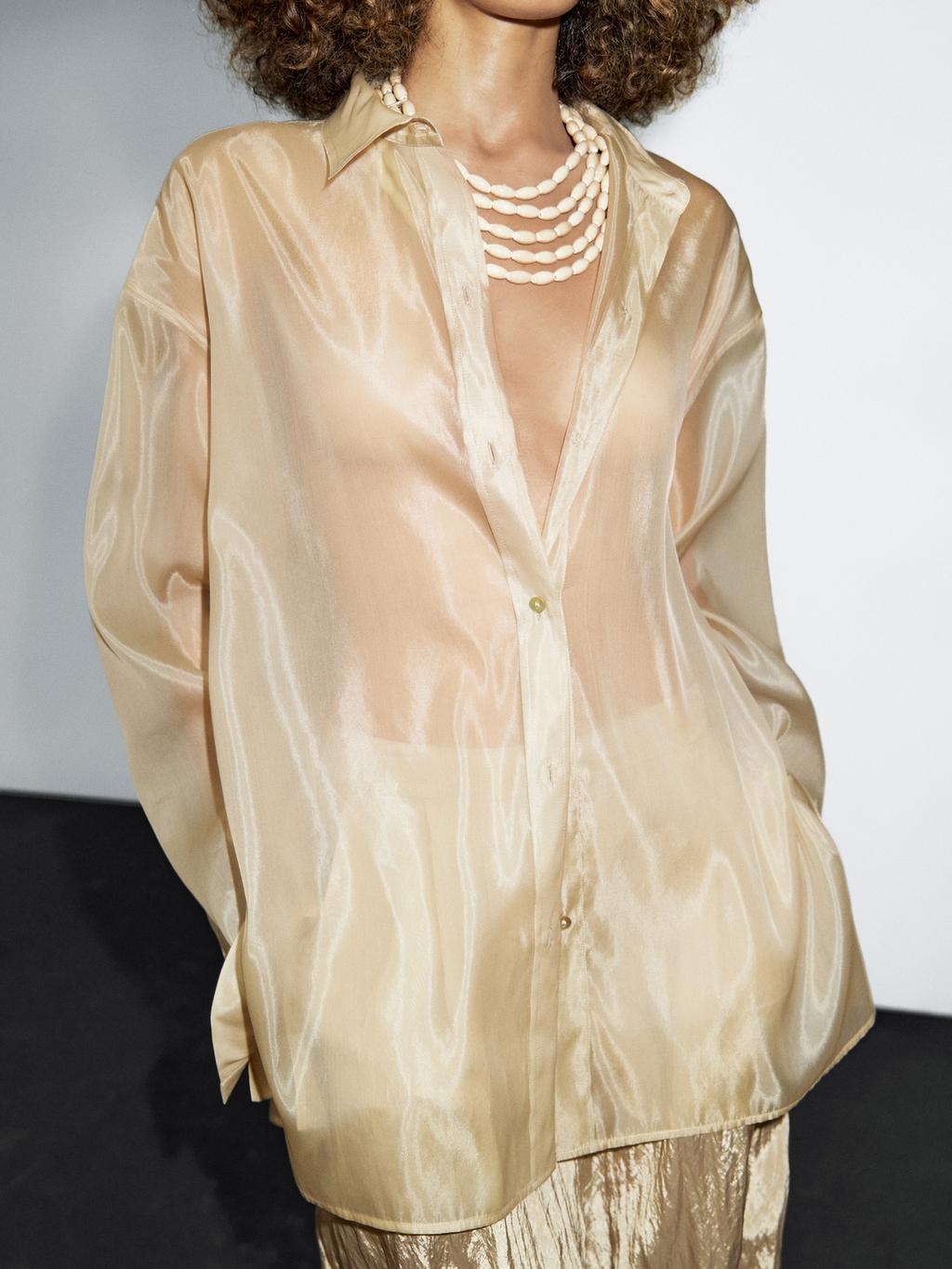 Mulberry silk blend organza shirt