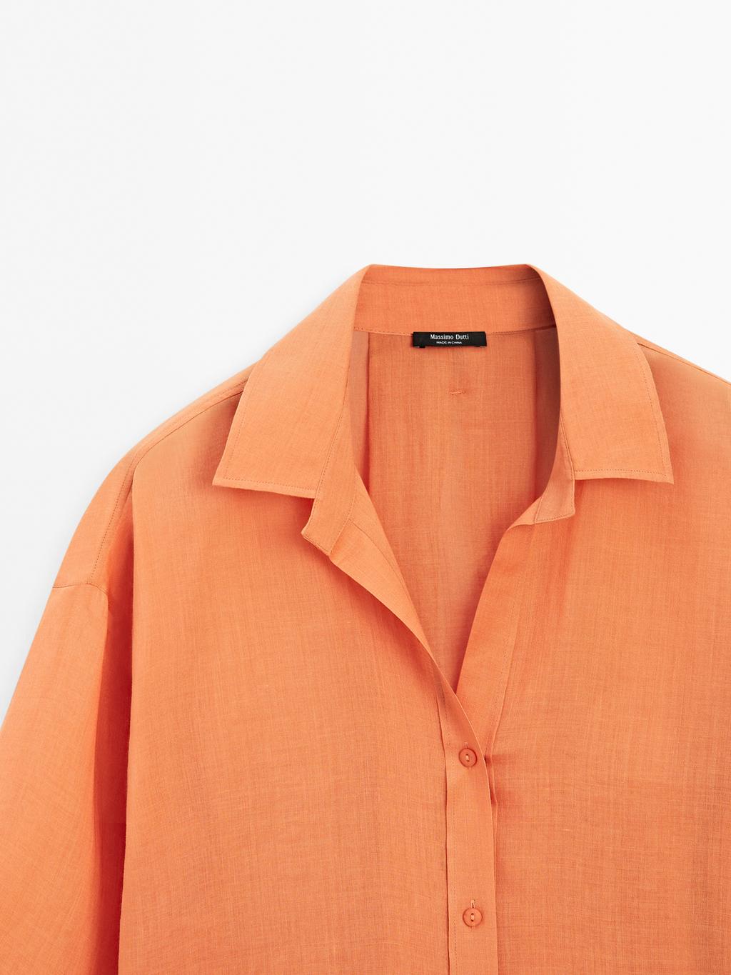 Oversize ramie blend shirt