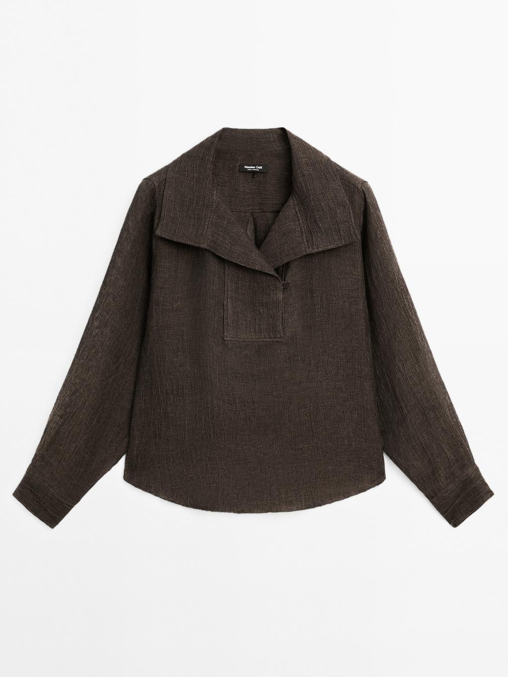 100% linen blouse with chest detail