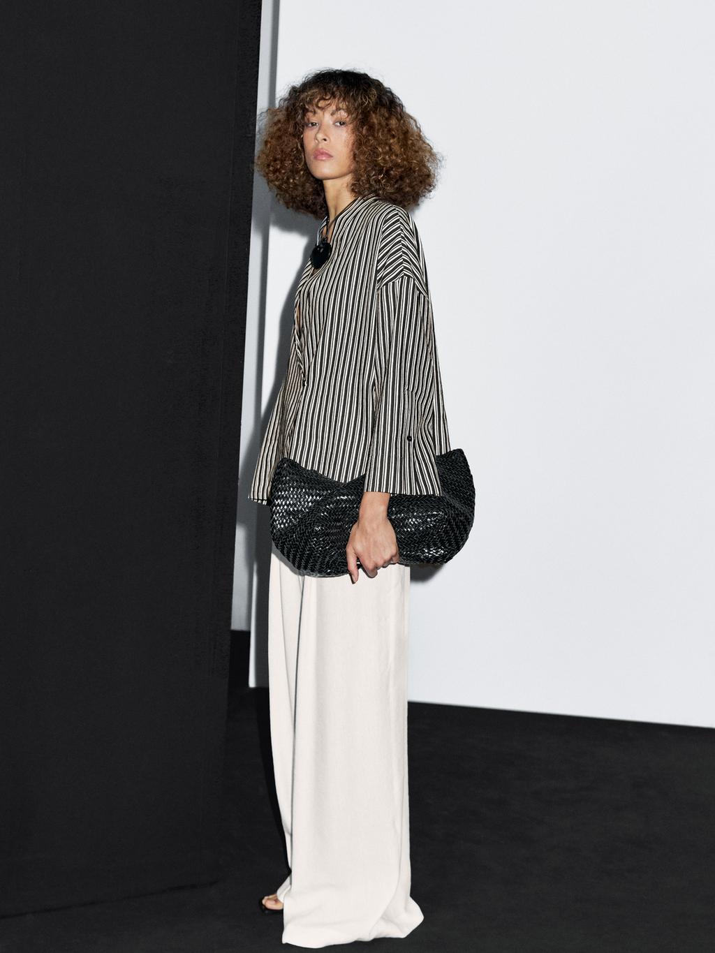 Striped cotton blend kimono