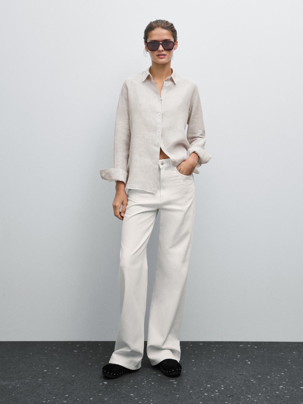 Pinstriped flowing linen shirt